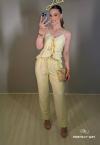 CALÇA FEMININA CORTE RETO AMARELO MANTEIGA PERFECT WAY
