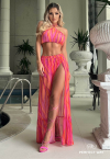 SAÍDA DE PRAIA SAIA LONGA ESTAMPADA  LARANJA / PINK PERFECT WAY
