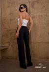 CALÇA PANTALONA FEMININA CÓS BAIXO PRETO PERFECT WAY