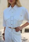 CAMISA CROPPED FEMININA OFF WHITE PERFECT WAY