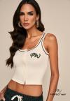 REGATA  CROPPED VIVO BORD INDUSTRIAL FEMININA OFF WHITE C/ VERDE ESCURO PERFECT WAY