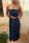 SAIA LONGA  COM BOLSO FEMININA AZUL MARINHO PERFECT WAY