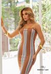 VESTIDO FEMININO MIDI TRICO MARROM / AZUL PERFECT WAY