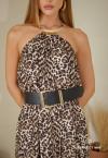 VESTIDO CURTO FEMININO ESTAMPADO cru c/ preto PERFECT WAY
