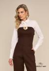CROPPED SEM ALCA C/ DET METAL  FEMININO MARROM CAFÉ PERFECT WAY