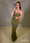 VESTIDO FEMININO LONGO VERDE OLIVA PERFECT WAY