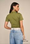 BLUSA RECORTE VIVO, ZIPER FRENTE  FEMININA VERDE MILITAR PERFECT WAY