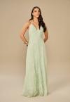 VESTIDO LONGO EM RENDA , FORRADO  FEMININO verde claro PERFECT WAY