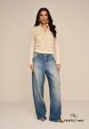 JAQUETA TEC PLUMAS  C/ ZIPER MANGAS E COS EM TRICO FEMININA cru PERFECT WAY