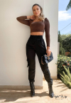 CROPPED C/ OMBREIRA + MANGA BUFANTE preto / bronze PERFECT WAY