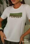 T- SHIRT FEMININA ESTAMPADA OFF WHITE PERFECT WAY