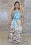 VESTIDO  FEMININO MAXI MIDI ESTAMPADO BEGE / VERDE PERFECT WAY