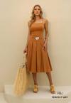 VESTIDO MIDI FEMININO COM PREGAS AMENDOA PERFECT WAY