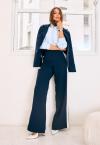 CAMISA BORD INDUSTRIAL  C/ ACESSORIO GRAVATA FEMININA AZUL C/ OFF WHITE PERFECT WAY