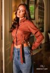 CAMISA CROPPED COM DET FIVELA METAL FEMININA cacau PERFECT WAY
