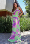 CONJUNTO REGATA + SAIA ESTAMPADA  VERDE / ROXO PERFECT WAY