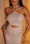 VESTIDO MIDI DE TRICO C/ ABERTURA BORDADO cinza PERFECT WAY