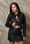 JAQUETA COURO (PU) FEMININA PRETO PERFECT WAY