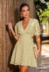 VESTIDO FEMININO CURTO DECOTE V PROFUNDO COM BABADOS VERDE PERFECT WAY