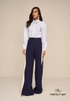 CAMISA BORD INDUSTRIAL  C/ ACESSORIO GRAVATA FEMININA AZUL C/ OFF WHITE PERFECT WAY