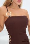 VESTIDO MAXI MIDI FEMININO marrom ( cafe) PERFECT WAY