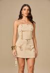 CROPPED SEM ALCA COM CINTO FEMININO BEGE PERFECT WAY