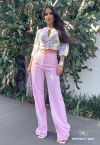 CONJUNTO CROPPED ESTAMPADO + CALÇA WIDE LEG VERDE / ROSA PERFECT WAY
