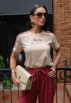 T-SHIRT  BORD INDUSTRIAL FEMININA BEGE PERFECT WAY