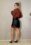 CHEMISE DRAPEADO MANGAS PUNHO LARGO FEMININO MARROM CAFÉ PERFECT WAY