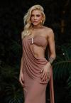 VESTIDO DRAPEADO FEMININO AMENDOA PERFECT WAY