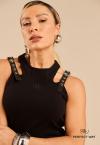 VESTIDO MIDI COM BORDADO INDUSTRIAL  PRETO PERFECT WAY