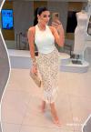 SAIA MIDI FEMININA COM FRANJA NUDE COM CRU PERFECT WAY