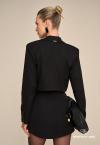 BLAZER CROPPED C/ REC PUNHO ZIPER FEMININO PRETO PERFECT WAY