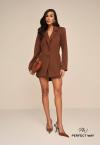 BLAZER ABERTURA COSTAS FEMININO MARROM CAFÉ PERFECT WAY
