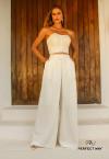 CALÇA PANTALONA FEMININA C/ PREGAS OFF WHITE PERFECT WAY