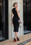 VESTIDO MIDI DRAPEADO  PRETO PERFECT WAY
