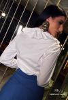 CAMISA FEMININA COM GOLA RUFF OFF WHITE PERFECT WAY