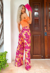 CALÇA PANTALONA ESTAMPADO  laranja / pink PERFECT WAY