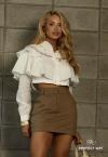 Perfect Way - CAMISA CROPPED FEMININA COM BABADOS OFF WHITE
