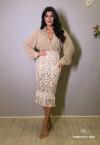 SAIA MIDI FEMININA COM FRANJA NUDE COM CRU PERFECT WAY