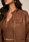 JAQUETA BOMBER  COURO SINTETICO FEMININA cacau PERFECT WAY