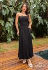 VESTIDO MAXI MIDI S/ ALÇA  PRETO PERFECT WAY