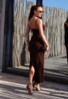 VESTIDO MAXI MIDI FEMININO marrom ( cafe) PERFECT WAY