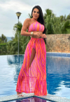SAÍDA DE PRAIA SAIA LONGA ESTAMPADA  LARANJA / PINK PERFECT WAY