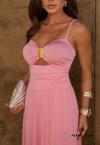 VESTIDO FEMININO LONGO ROSA PERFECT WAY