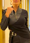 BLUSA COURO SINTETICO (PU) FEMININA PRETO PERFECT WAY