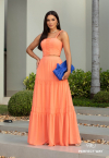 CONJUNTO CROPPED + SAIA  LARANJA PERFECT WAY