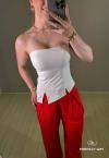 BLUSA ASSIMÉTRICA FEMININA SEM ALÇA OFF WHITE PERFECT WAY