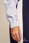 CAMISA BORD INDUSTRIAL  C/ ACESSORIO GRAVATA FEMININA AZUL C/ OFF WHITE PERFECT WAY