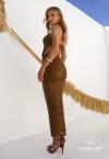 CROPPED FRENTE UNICA FEMININO COM BORDADO MANUAL 869 CARAMELO PERFECT WAY